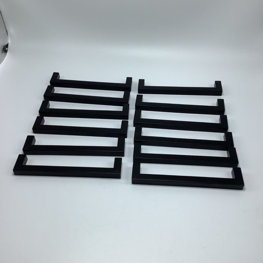 12 Silverline Solid Square Bar Pulls Cabinet Handles‎ Matte Black